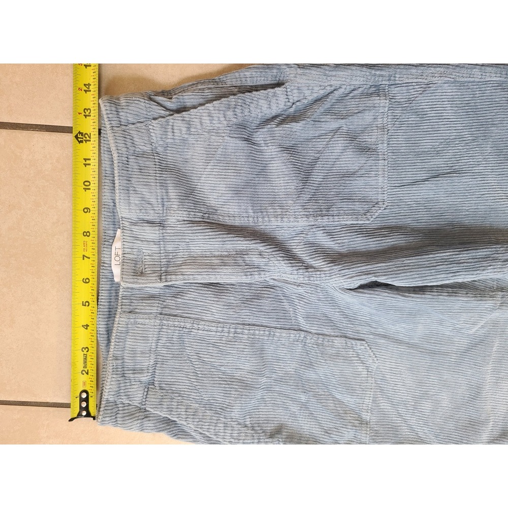 LOFT Corduroy Pants Women 4 Light Blue  Straight Leg Patch Pocket - Picture 4 of 9